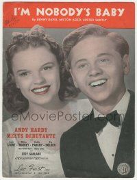 6d509 ANDY HARDY MEETS DEBUTANTE sheet music '40 Mickey Rooney, Judy Garland, I'm Nobody's Baby!