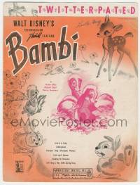 6d514 BAMBI sheet music '42 Walt Disney cartoon deer classic, great artwork, Twitterpated!