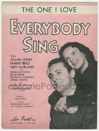 6d531 EVERYBODY SING sheet music '38 Judy Garland, Allan Jones, The One I Love!