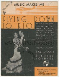 6d534 FLYING DOWN TO RIO sheet music '33 Dolores Del Rio & Fred Astaire dancing, Music Makes Me!