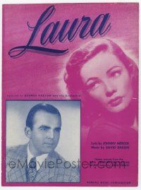 6d561 LAURA sheet music '44 sexy Gene Tierney, title song featured by George Paxton & Orchestra!
