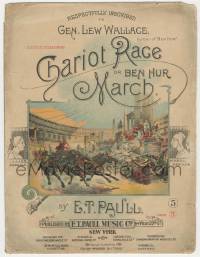 6d516 BEN-HUR sheet music 1898 Chariot Race or Ben Hur March by E.T. Paull, cool art!