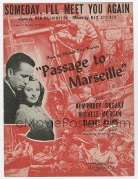 6d576 PASSAGE TO MARSEILLE sheet music '44 Humphrey Bogart & Morgan, Someday, I'll Meet You Again!