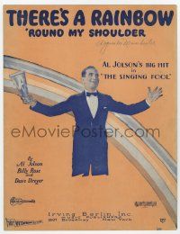 6d588 SINGING FOOL sheet music '28 great image of Al Jolson, There's a Rainbow 'Round My Shoulder!