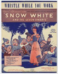 6d594 SNOW WHITE & THE SEVEN DWARFS sheet music R70s Disney cartoon classic, Whistle While You Work