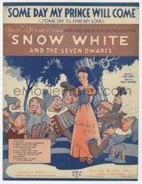6d592 SNOW WHITE & THE SEVEN DWARFS sheet music '37 Disney classic, Some Day My Prince Will Come!