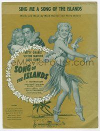 6d596 SONG OF THE ISLANDS sheet music '42 sexy Betty Grable, Sing Me a Song of the Islands!