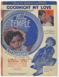 6d601 STOWAWAY sheet music '36 Shirley Temple with cute dog, Goodnight My Love!