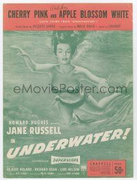 6d615 UNDERWATER sheet music '55 sexy diver Jane Russell, Cherry Pink & Apple Blossom White!