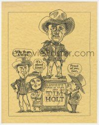 6d162 TIM HOLT 11x14 art print '91 inducted into Cowboy Hall of Fame, cartoon art by Hamilton!