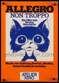 6d175 ALLEGRO NON TROPPO German trade ad '77 Bruno Bozzetto, great wacky cartoon cat artwork!