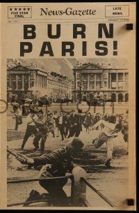 6d368 IS PARIS BURNING herald '66 Rene Clement, World War II all-star cast, cool newspaper design!