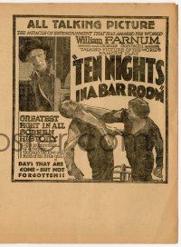 6d397 TEN NIGHTS IN A BARROOM 4pg herald '31 the greatest fight in all screen history!