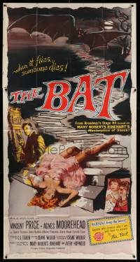 6f049 BAT 3sh '59 art of Vincent Price & sexy fallen girl, when it flies, someone dies!