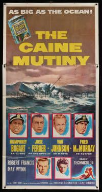 6f057 CAINE MUTINY 3sh '54 Humphrey Bogart, Jose Ferrer, Van Johnson & Fred MacMurray, cool art!