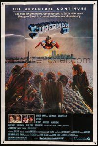 6f017 SUPERMAN II 40x60 '81 Christopher Reeve, Terence Stamp, great artwork over New York City!