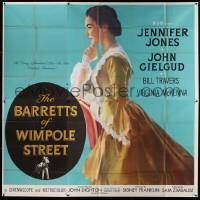 6f197 BARRETTS OF WIMPOLE STREET 6sh '57 art of pretty Jennifer Jones as Elizabeth Browning!