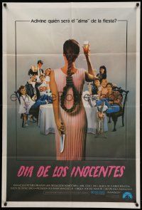 6f692 APRIL FOOLS DAY Argentinean '86 wacky horror, great image of girl with knife & noose hair!