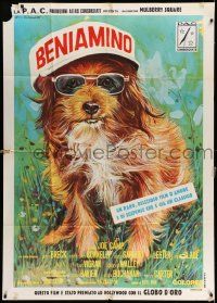 6f274 BENJI Italian 1p '75 Joe Camp classic dog movie, great different Ezio Tarantelli art!
