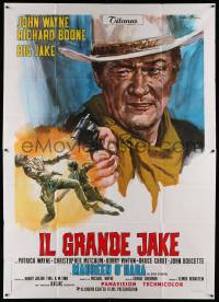 6f557 BIG JAKE Italian 2p '71 different art of John Wayne shooting gun by Averardo Ciriello!