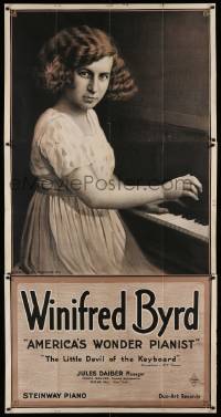 6f005 WINIFRED BYRD 41x81 advertising poster '20s she's pitching Steinway player piano rolls!
