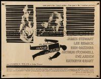 6g509 ANATOMY OF A MURDER style B 1/2sh '59 Otto Preminger, Saul Bass dead body silhouette art!