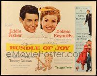 6g545 BUNDLE OF JOY style B 1/2sh '57 Debbie Reynolds, Eddie Fisher, Adolphe Menjou, stork!