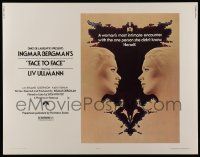 6g582 FACE TO FACE 1/2sh '76 Ansikte mot ansikte, Ingmar Bergman, Liv Ullmann, Wilcox art!