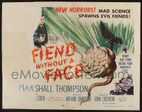 6g588 FIEND WITHOUT A FACE style A 1/2sh '58 sci-fi art of giant brain, mad science spawns evil!