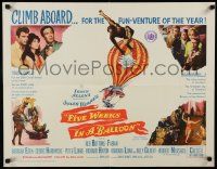 6g592 FIVE WEEKS IN A BALLOON 1/2sh '62 Jules Verne, Red Buttons, Fabian, Barbara Eden!