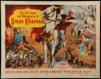 6g670 LIFE, LOVES & ADVENTURES OF OMAR KHAYYAM style B 1/2sh '57 art of Cornel Wilde on horseback!