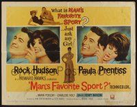 6g691 MAN'S FAVORITE SPORT 1/2sh '64 fake fishing expert Rock Hudson in love w/Paula Prentiss!