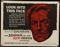 6g693 MASQUE OF THE RED DEATH 1/2sh '64 cool montage art of Vincent Price by Reynold Brown!