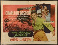 6g708 NAKED JUNGLE 1/2sh R60 huge image of Charlton Heston with rifle, Eleanor Parker, George Pal!