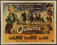 6g793 QUANTEZ 1/2sh '57 artwork of Fred MacMurray & sexy Dorothy Malone with torn shirt!