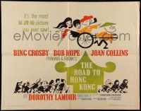 6g830 ROAD TO HONG KONG 1/2sh '62 wacky art of Bob Hope, Bing Crosby, Joan Collins & Lamour!