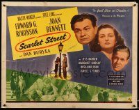 6g852 SCARLET STREET 1/2sh '45 Fritz Lang film noir, Edward G. Robinson, Joan Bennett, Dan Duryea