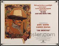 6g867 SHOOTIST 1/2sh '76 best Richard Amsel artwork of cowboy John Wayne & cast!