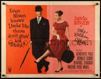 6g871 SILKEN AFFAIR style A 1/2sh '56 David Niven is model husband, Genevieve Page is French model!