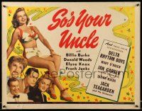 6g884 SO'S YOUR UNCLE 1/2sh '43 full-length image of sexy Elyse Knox in skimpy outfit + top stars!