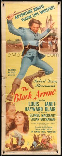 6g047 BLACK ARROW insert '48 Louis Hayward, Janet Blair, Robert Louis Stevenson
