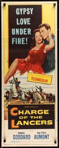 6g078 CHARGE OF THE LANCERS insert '54 art of sexy Paulette Goddard & Jean Pierre Aumont!