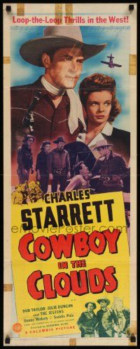 6g093 COWBOY IN THE CLOUDS insert '43 cowboy Charles Starrett rides the range in an airplane!
