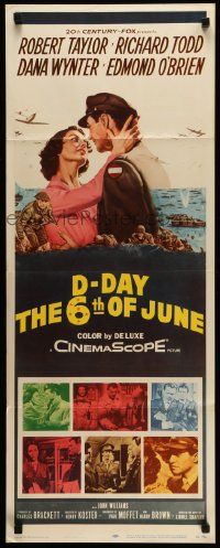 6g101 D-DAY THE SIXTH OF JUNE insert '56 romantic art of Robert Taylor & sexy Dana Wynter in WWII!