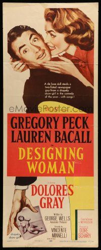 6g109 DESIGNING WOMAN insert '57 best art of Gregory Peck & Lauren Bacall by Jacques Kapralik!
