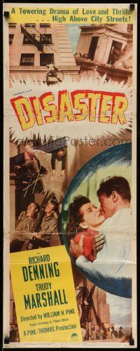 6g113 DISASTER insert '48 Richard Denning, Trudy Marshall, a towering drama of love & thrills!
