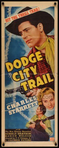 6g115 DODGE CITY TRAIL insert '36 great image of Charles Starrett & pretty Marion Weldon!