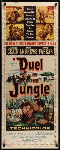 6g122 DUEL IN THE JUNGLE insert '54 Dana Andrews, sexy Jeanne Crain, African adventure artwork!