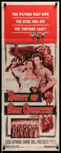 6g123 DUFFY OF SAN QUENTIN insert '54 Louis Hayward holds sexy nurse hostage, prison escape art!