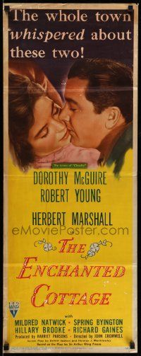 6g133 ENCHANTED COTTAGE insert '45 the whole town whispered about Dorothy McGuire & Robert Young!